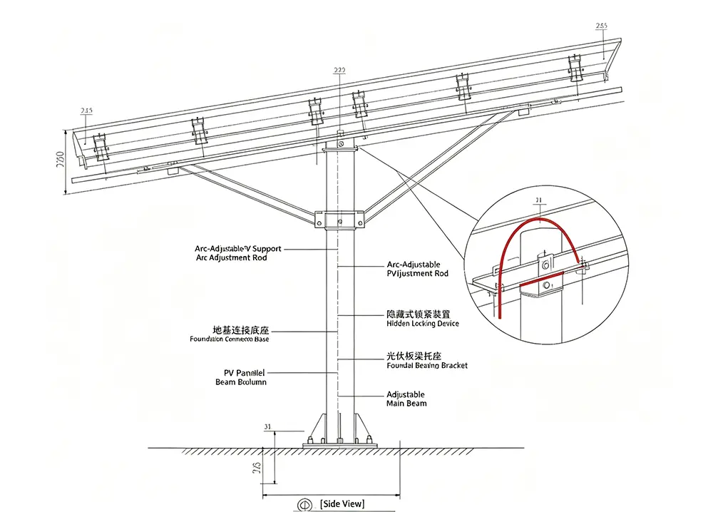 Arc Shaped Adjustable Solar Mounting Bracket
